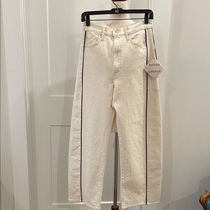 MOTHER Cream Ankle Jeans with Black Trim